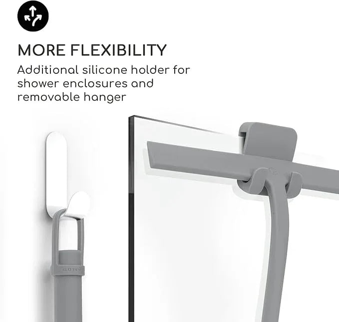 GÜTEWERK Shower Squeegee for Glass Doors, Silicone Window Squeegee, Bathroom and Glass Cleaning - Gray - 11 Inch - NeatNest