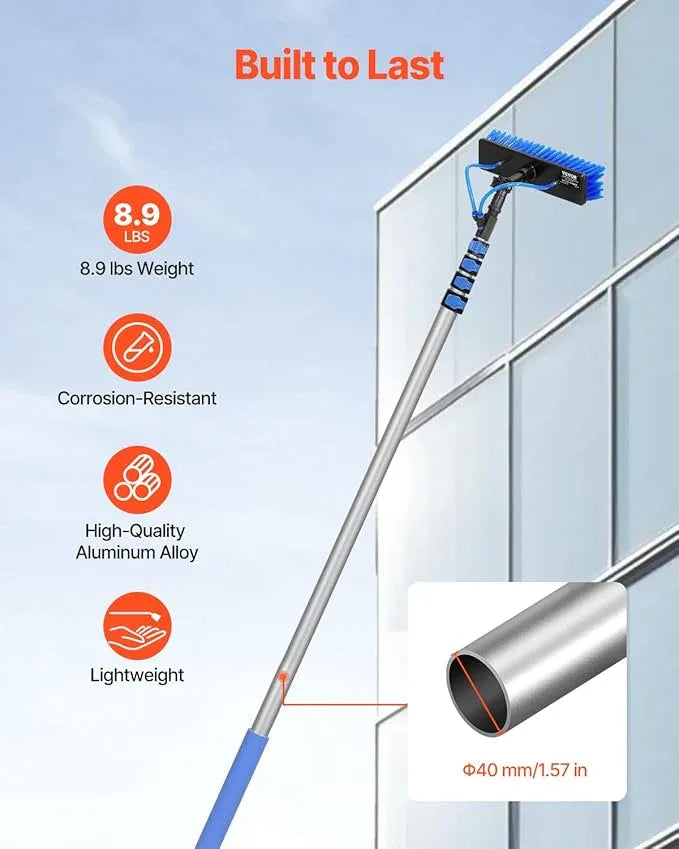 VEVOR Water Fed Pole Kit, 30FT Solar Panel Cleaning Pole with Extendable Handle, 180° Rotatable Brush Head & 65.6FT Hose, Household & Outdoor Window Cleaner Tool for Caravan Solar Panel Deck - NeatNest