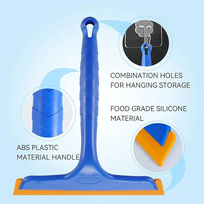 Shower Squeegee for Glass Doors, Bathroom Squeegee for Shower, Window Squeegee, Home Bathroom Silicone Cleaner Tool, Suitable for Bathroom, Kitchen, Tile, Mirror, Car Glass, by LTLUTU, 8in Blue - NeatNest
