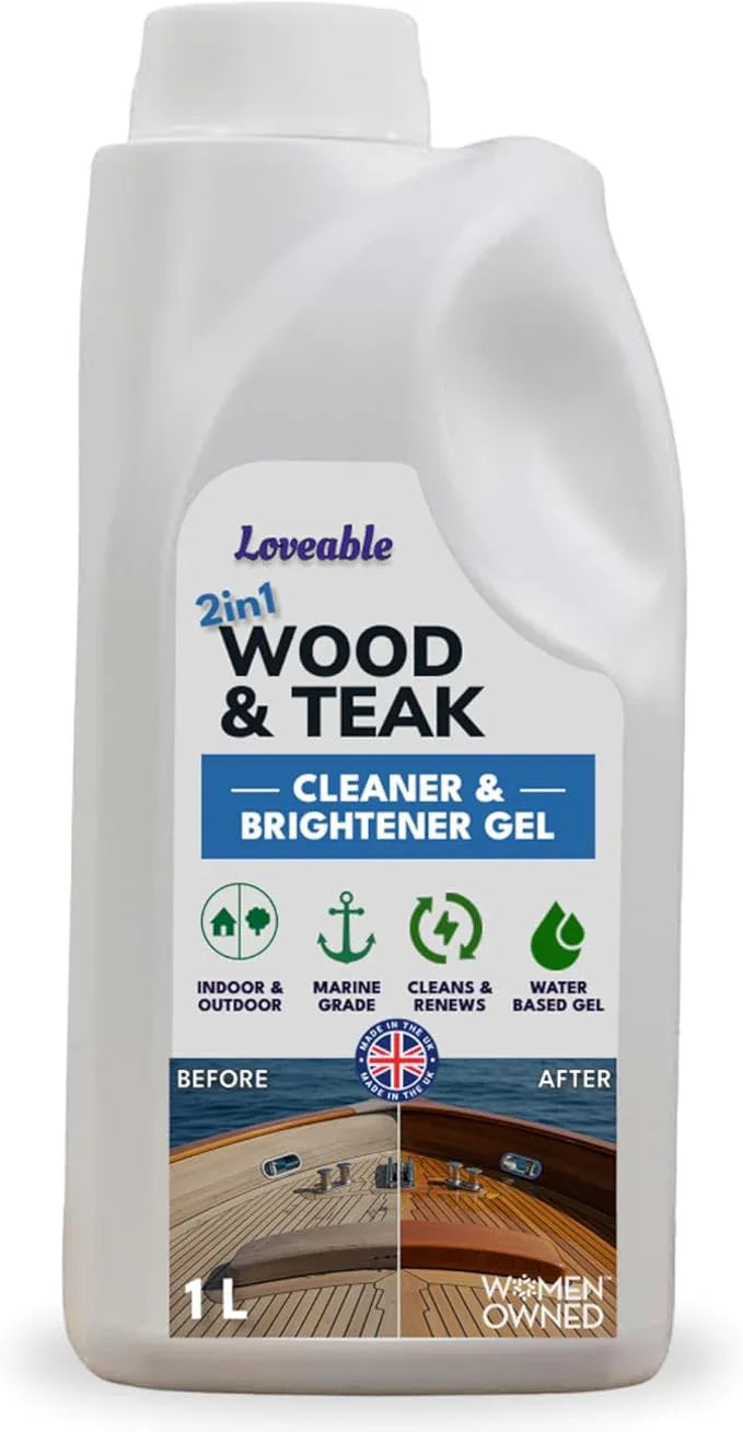 EcoDecors Loveable 2 in 1 Wood & Teak Cleaner and Brightener Gel, 1 L, for Outdoor Use, Cleans, Renews, and Refreshes Outdoor Wood - NeatNest