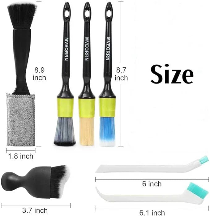 7PCS Car Detailing Brush Set,Boars Hair Car Cleaning Detail Brush kit,Ultra Soft No Scratch Car Dust Brush,Car Interior Detailing Brushes Kit,Detail Brushes Car Detailing for Interior Exterior(Green) - NeatNest