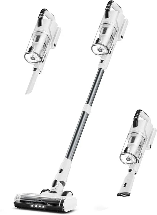 Cordless Vacuum Cleaner, 600W 50KPA 70Mins Runtime Fast Charging Vacuum Cleaner, Self-Standing LED Light Touch Screen Stick Vacuum for Home Light Weight,for Pet Hair/Carpet/Floor, White - NeatNest