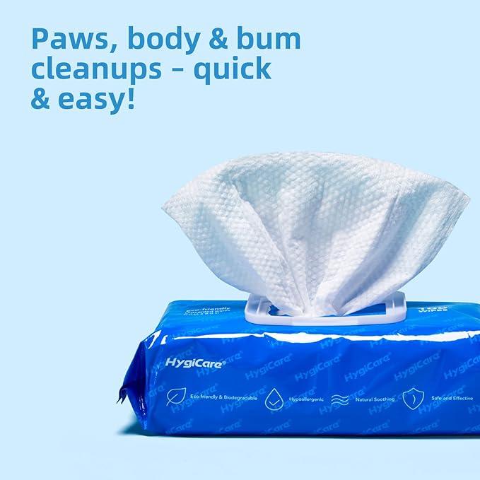 Pet Grooming Wipes for Dogs & Cats, 400 Count, 8"x8" Ultra Thick & Soft, Unscented, Hypoallergenic Formula, Safe on Coat, Paws, Ears, Bum & Sensitive Skin - NeatNest
