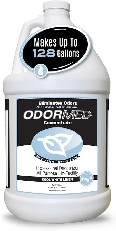 Odorcide Odormed Odor Eliminator Concentrate - Pet Odor Eliminator for Strong Odor on Floors, Walls, Cages & More - All-Purpose with Safe, Non-Enzymatic Formula (1 Gal, Cool White Linen) - NeatNest