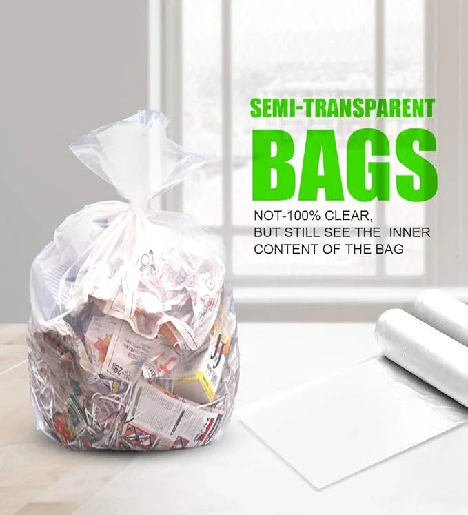 FORID 13 Gallon Trash Bags - Clear Plastic Garbage Bags Medium Tall Trash Can Liners for Kitchen Office Home Waste Bins Unscented One Box with 5 Roll 110 Count 55 Liter - Thick & Durable Trash Bag - NeatNest