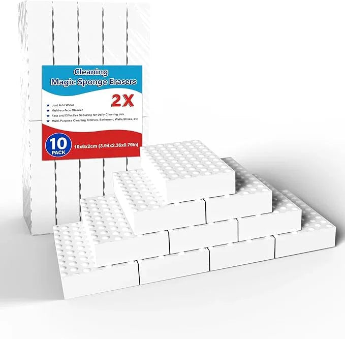 Magic Cleaning Erasers, Kitchen Sponge 10 Pack 2X Density Melamine Sponge Foam Pads, Multi-Functional Car Cleaning Supplies Cleaner for Kitchen, Bathroom, Shower, Window, Wall Cleaner - NeatNest