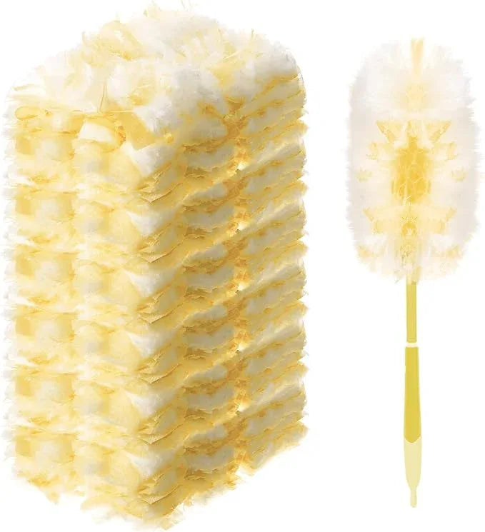 Vesici 300 Pcs Duster Refills Compatible with Swiffer Dusters Bulk Disposable Replacement Thickened with 1 Handle Heavy Duty for Cleaning, Office (Yellow) - NeatNest