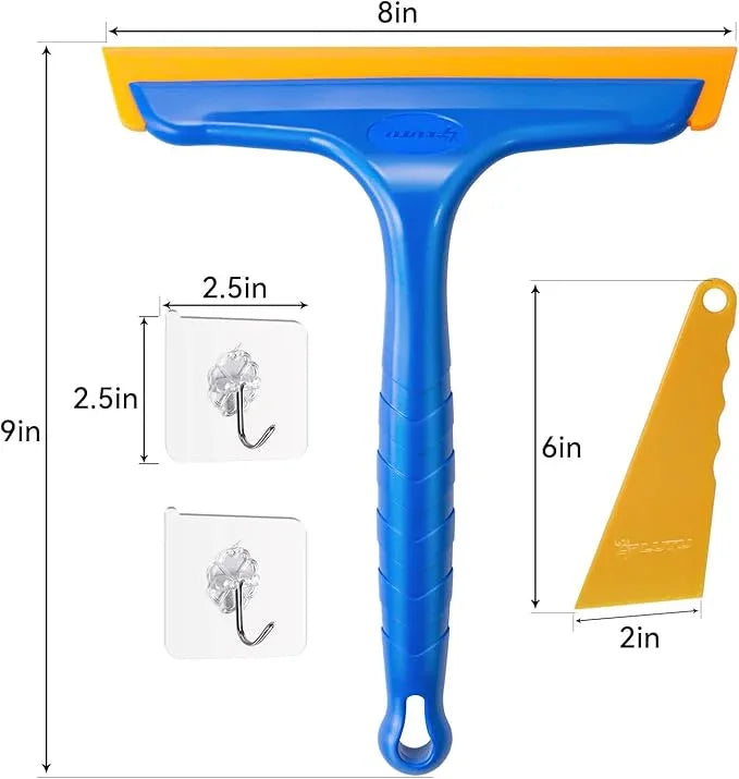 Shower Squeegee for Glass Doors, Bathroom Squeegee for Shower, Window Squeegee, Home Bathroom Silicone Cleaner Tool, Suitable for Bathroom, Kitchen, Tile, Mirror, Car Glass, by LTLUTU, 8in Blue - NeatNest