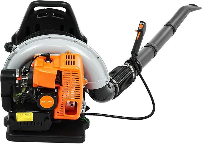 63CC Backpack Leaf Blower Gas Powered, 3HP 2-Stroke Engine, 665CFM High Velocity Air Cooling System, Adjustable Backpack Blowers Gas for Lawn, Garden, Yard, Snow, Gutter Cleaning (Power Orange) - NeatNest