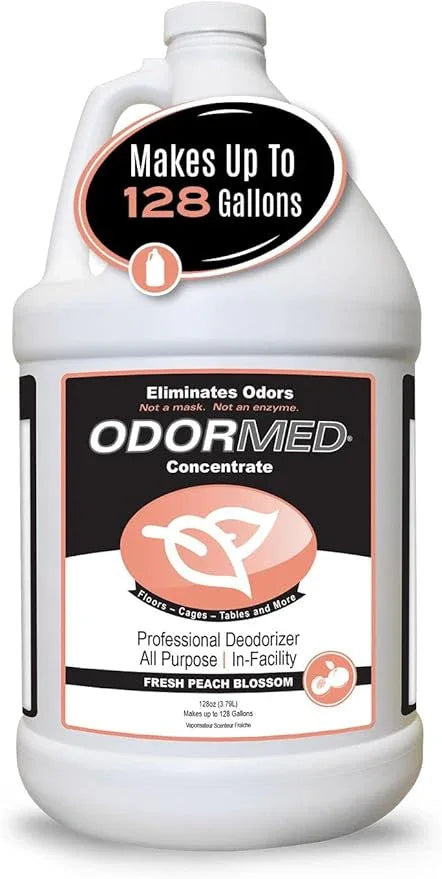 Odorcide Odormed Odor Eliminator Concentrate - Pet Odor Eliminator for Strong Odor on Floors, Walls, Cages & More - All-Purpose with Safe, Non-Enzymatic Formula (1 Gal, Fresh Peach Blossom) - NeatNest