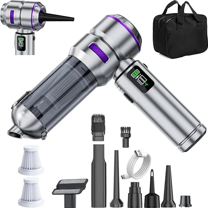 Car Vacuum Cleaner High Power 20000Pa – Cordless Handheld Mini Vacuum & Air Duster for Car Detailing, 3-Speed Brushless Motor, 6000mAh Battery (Purple - Fast Charging Edition) - NeatNest