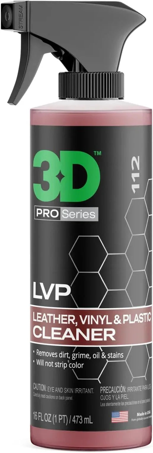 3D LVP Interior Cleaner - Removes Dirt, Grime, Grease, Oil & Stains from Leather, Vinyl & Plastic - Great for Seats, Steering Wheels, Door Panels, Dashboards - Car, Office, Home Use 16oz. - NeatNest