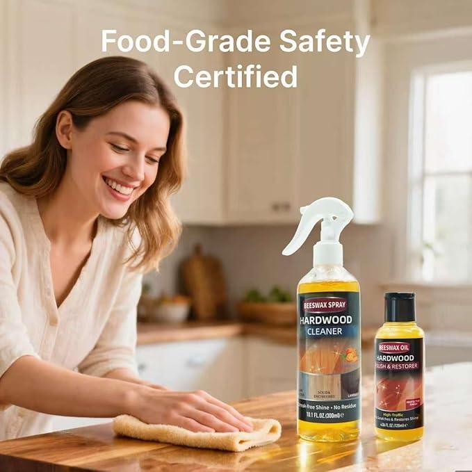 Furniture Polish Kit: Wood Cleaner Spray & Nourishing Care Oil – For Floors, Kitchen Tables, Desks & All Home Wood Furniture (300ml+120g) - NeatNest