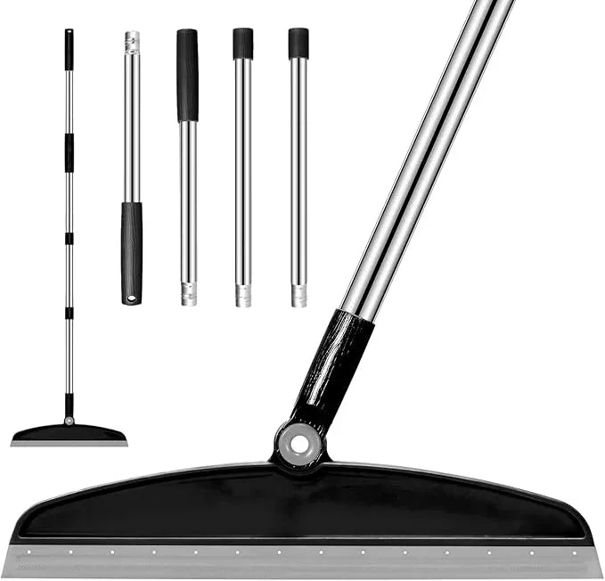 Multifunction Magic Broom, 54 Inch Adjustable Long Handle Silicone Floor Squeegee Broom, Sweep and Scrape 2 in 1 Household Cleaning Brooms for Floor, Bathrooms, Showers, Tile, Pet Hair, Black Grey - NeatNest