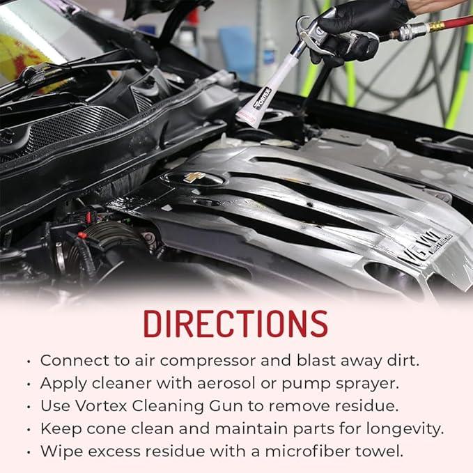 HI-TECH Vortex II Air Cleaning Gun – Pro Auto Detailing Tool for Deep Cleaning Interiors & Exteriors – Uses Air Compressor – Blasts Dust, Dirt & Grime Fast - NeatNest