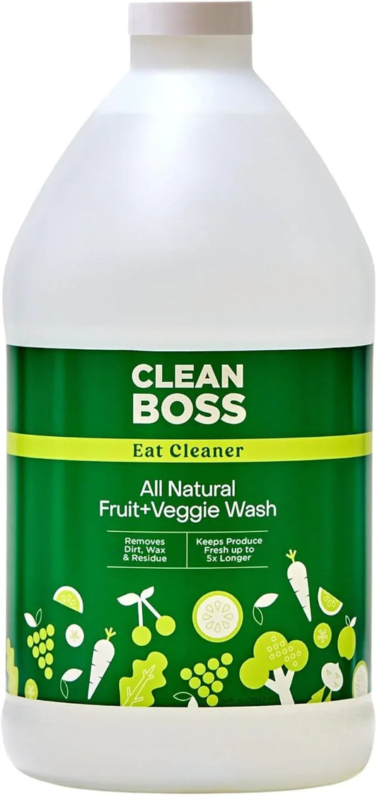 CleanBoss Eat Cleaner Triple-Action Fruit + Veggie Wash Refill - 64 oz - Removes Harmful Residue - Keeps Produce Fresh Up to 5X Longer - Vegan, Gluten Free - NeatNest