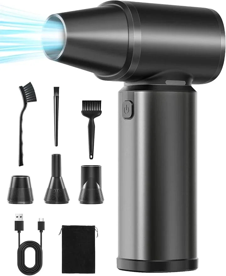 Compressed Air Duster-180000RPM Electric Air Duster Rechargeable Brushless Motor, Stepless Speed/3-Gear Adjustable Mini Blower Cordless with LED Light, Dust Blower for Computer, House, Outdoor, Car - NeatNest