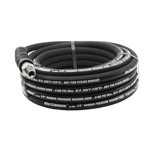 BluShield Aramid Braided Rubber Pressure Washer Hose, 4100 Psi, Handle 250°F Hot & Cold Water, Heavy Duty, 35% Lighter, Flexible (3/8" x 200') - NeatNest