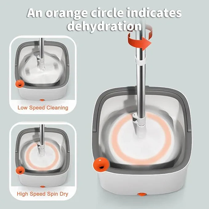 KZKR Spin Mop and Bucket Set with Self Separation Dirty and Clean Water System, Self Wringing 360° Rotating Square Mop Head for Home Floors Cleaning (1.0 Mop and Bucket Set (2 Pads)) - NeatNest