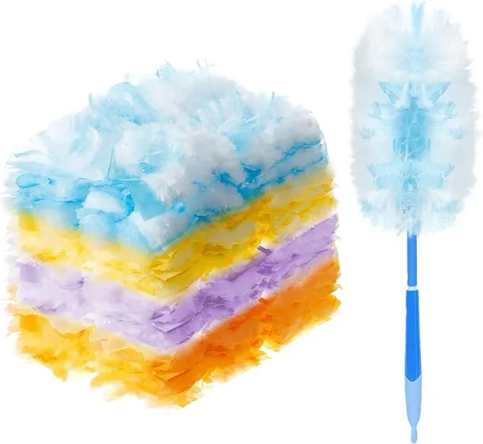 Vesici 50 Pcs Duster Refills Compatible with Swiffer Dusters Bulk Disposable Replacement Thickened with 1 Handle Heavy Duty for Cleaning, Office (Yellow,Blue,Orange,Purple) - NeatNest