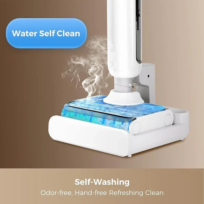 Wet Dry Vacuum Cleaner, 180° Lay-Flat Cordless Vacuum Mop Combo with Edge Cleaning, All-in-One Floor Cleaner for Hard Floors, Self-Cleaning, 45mins Runtime, LED Display, Voice Prompts - NeatNest