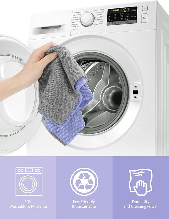 Fantasticlean Microfiber Cleaning Cloth Roll -75 Pack, Tear Away Microfiber Towels, 12" x 12", Reusable, Washable, Scratch Free, Ultra Absorbent Dishcloth for Home Supplies, Car, Pet (Lavender) - NeatNest