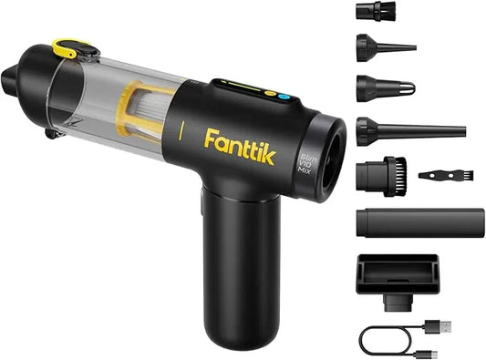Fanttik Slim V10 Mix Cordless Car Vacuum, 4 in 1 Handheld Air Duster, Color Smart LED Display, 16kPa Suction Power, Cordless Portable Mini Keyboard Vacuum for Car, Office Desk - NeatNest