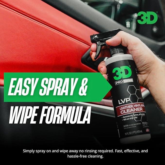 3D LVP Interior Cleaner - Removes Dirt, Grime, Grease, Oil & Stains from Leather, Vinyl & Plastic - Great for Seats, Steering Wheels, Door Panels, Dashboards - Car, Office, Home Use 16oz. - NeatNest