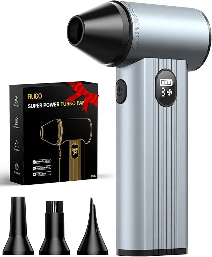 Compressed Air Duster with150,000RPM Brushless Motor, 8000mAh Battery, LED Light, 4-Gear Adjustable Electric Air Blower for Home, Car, Computer, Outdoor, Camera Len - NeatNest