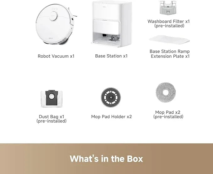 Mova P50 Ultra Robot Vacuum Cleaner with Flexible Mop, 19,000 Pa Suction Power with Anti-Tangle Brush, Corner and Edge Cleaning, 167℉ Automatic Cleaning & Self-Drying & Cleaning, Auto Empty & Refill - NeatNest