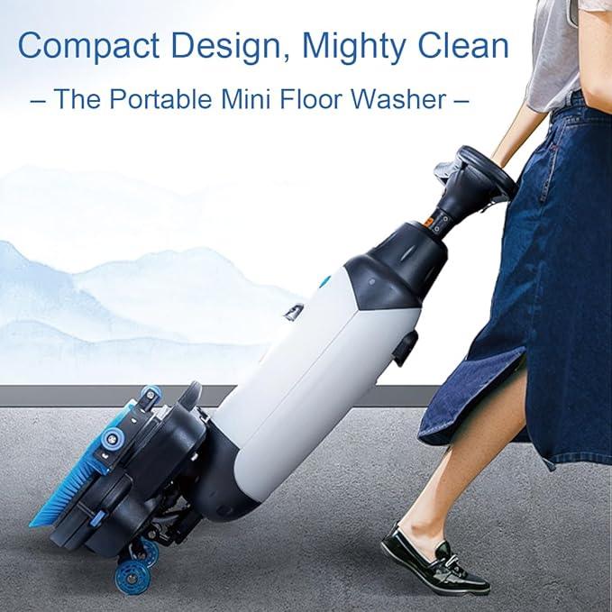 Professional-Grade Mini Floor Scrubber Ultra-Compact & Portable Cordless Design 90-120 Min Battery 16.9" Wide Cleaning for Home, Office, Bathrooms & Small Commercial Spaces, Tile & Sealed Floors - NeatNest