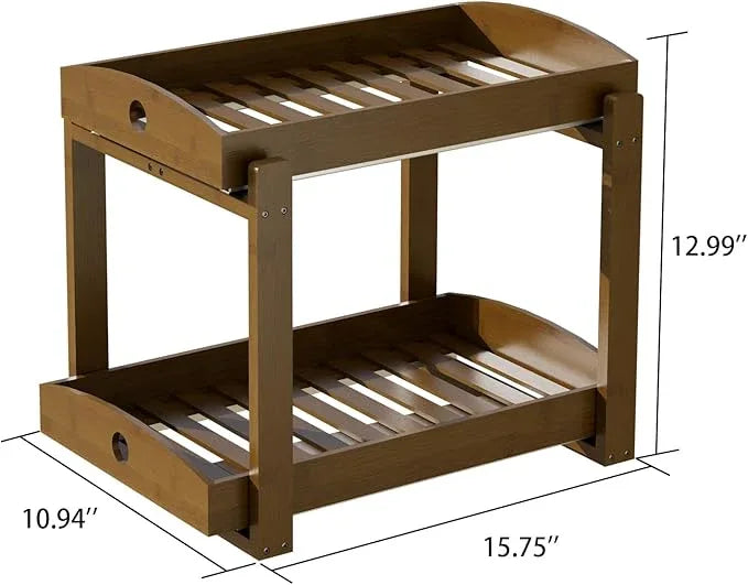 Bamboo Wood Under Sink Organizer 1 Pack, Pull Out Cabinet Organizer 2 Tier Under Sink Organizers and Storage w/Sliding Drawer Sturdy Easy Assembly for Kitchen Bathroom Undersink (Walnut, 2 Packs) - NeatNest