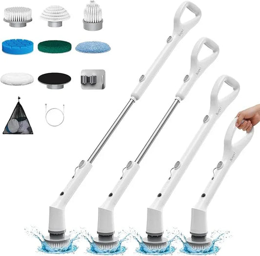 Electric Spin Scrubber, 2025 New Cordless Cleaning Brush, Shower Cleaning Brush with 7 Replaceable Brush Heads, Power Scrubber 3 Adjustable Speeds, Detachable Long Handle & IPX7 Waterproof - NeatNest
