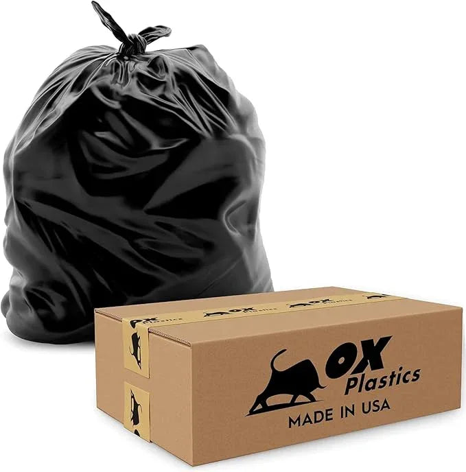 OX Plastics Black Trash Bags - Heavy Duty Garbage Bags, Extra Thick Unscented Large Trash Can Liners for Home, Outdoor, and Commercial Use - 39 Gallon, 100 Count - NeatNest