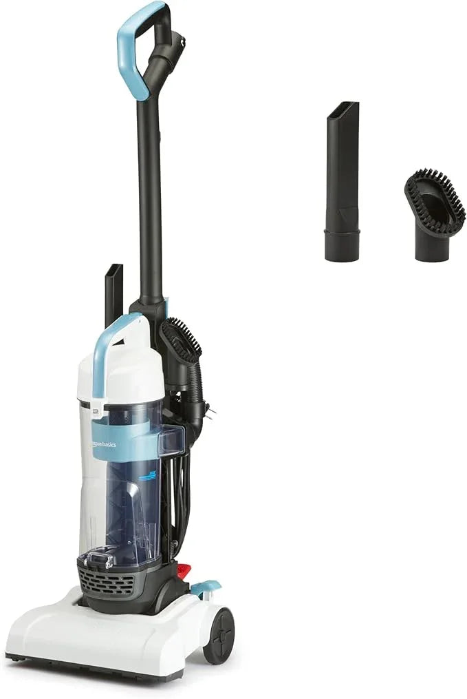 Amazon Basics Upright Bagless Vacuum Cleaner for Carpet and Hard Floors, With Crevice and Upholstery Tools, Detachable Handle, Lightweight (8.4 lbs), 1.7L Dust Cup, 720W, 25ft Cord, Black/White - NeatNest