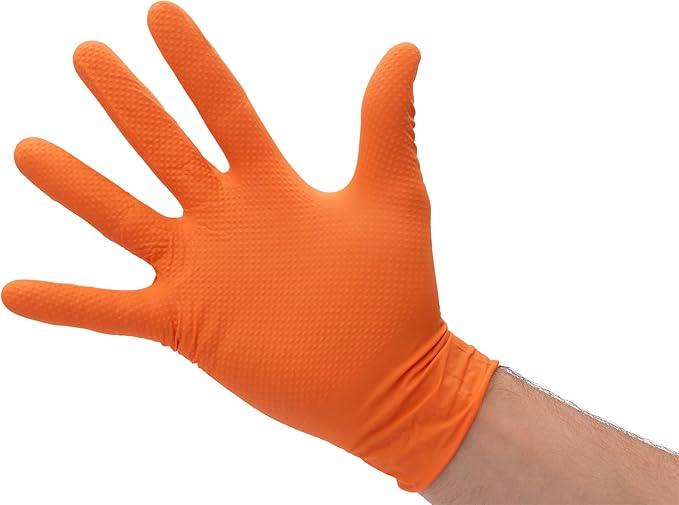 DENCO DISTRIBUTING, INC. Griptensity Orange Diamond Texture Nitrile Gloves - 8MIL - Industrial - Hi-Vis - 1000 Per Case - NeatNest