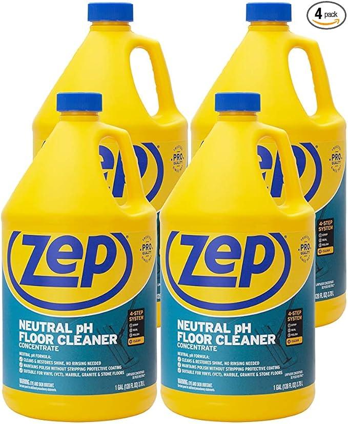 Zep Neutral pH Floor Cleaner. 1 Gallon (Case of 4) - ZUNEUT128 - Concentrated Pro Trusted All-Purpose Floor Cleaner - NeatNest