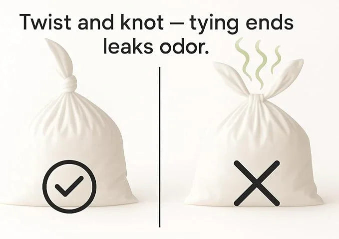 BOS Odor-Sealing Kitchen, Home & Food Small Trash Bags for Waste- Disposable Bags - Scent & Smell Free (50 Bags) [Size XL, Color White] (Pack of 2) - NeatNest
