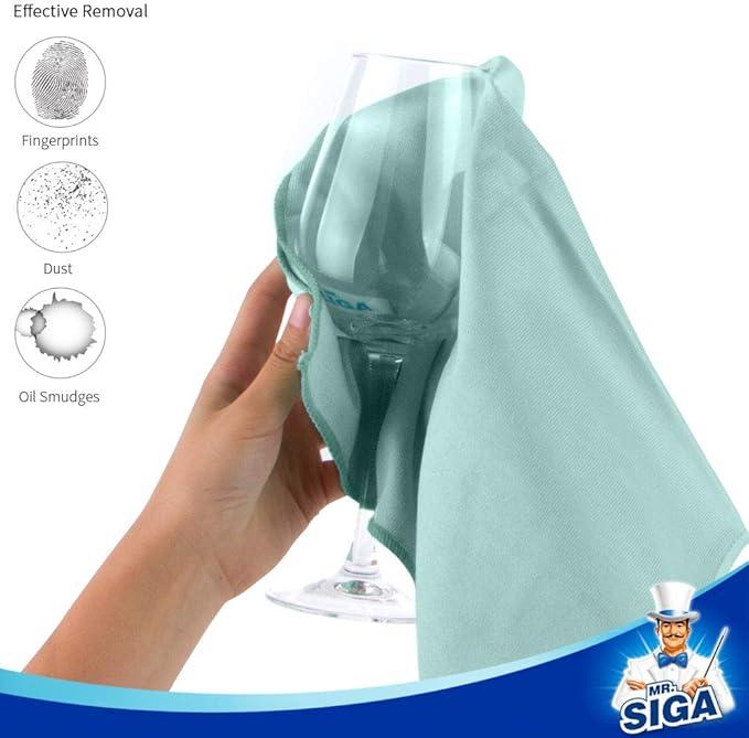 MR.SIGA Ultra Fine Microfiber Cloths for Glass, Pack of 12, 35 x 40cm 13.7" x 15.7" - NeatNest