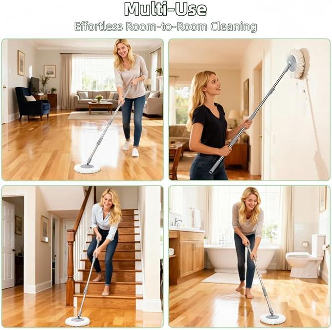 Gen 1 Compact Mop and Bucket Set with 360°Swivel Wheels, Spin Mop for Floor Cleaning, Clean & Dirty Water Chambers,Space-Saving Design, Wet Dry Mop with 61" Long Handle & 6 Microfiber Mop Heads-Grey - NeatNest