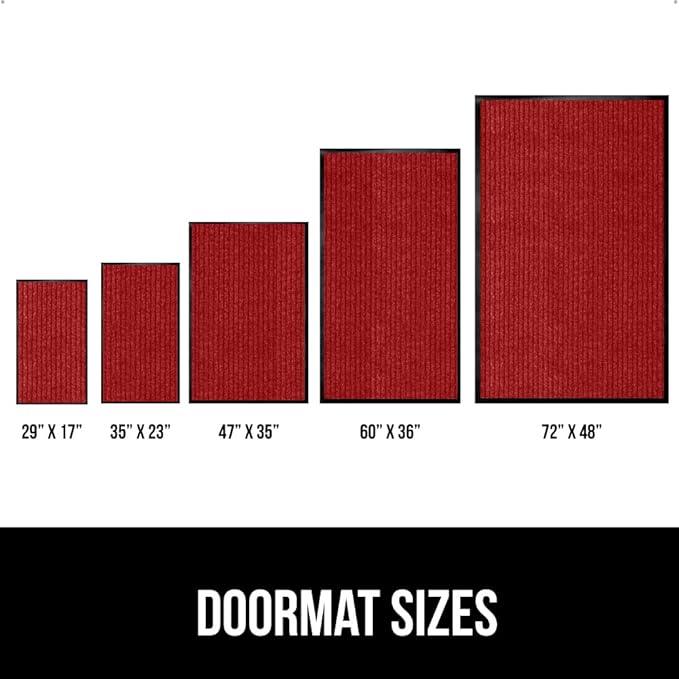 GORILLA GRIP Waterproof Traffic Guard Door Mat, 72x48, Heavy Duty Entryway Mats, Strong Rubber Back Commercial Utility Rugs for Office Hallway, Garage Floor and Home, Low Profile Carpet Runner, Red - NeatNest