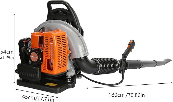 63CC 3HP 2 Stroke Backpack Gas Powered Leaf Blower, High Strength Snow Blower, Grass Lawn Blower Air Cooling Gasoline Backpack Grass Blower with Single-Cylinder Air-Cooled for Gutter,Garden,Yard Ora - NeatNest