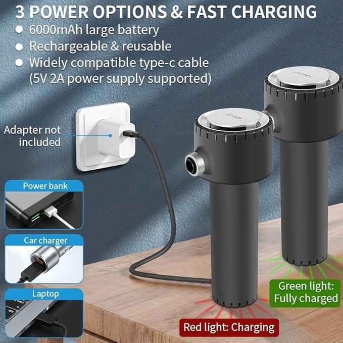Compressed Air Duster, Electric Air Duster, Portable 45000 RPM Cordless Dust Blower, 6000mAh Battery Air Can Duster, Powerful Computer Keyboard Cleaning Air Spray, Rechargeable Electric Canned Air - NeatNest