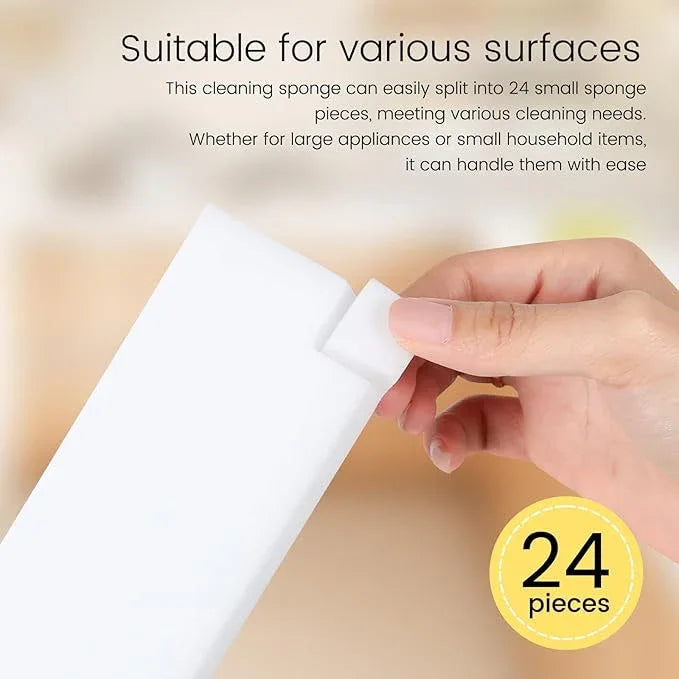 TRENDBOX Melamine Sponges Magic Cleaning Sponges Melamine Foam for Dishes Eraser Sponges for Kitchen (White, 6.3x2.4x0.7 Inch (Pack of 20)) - NeatNest