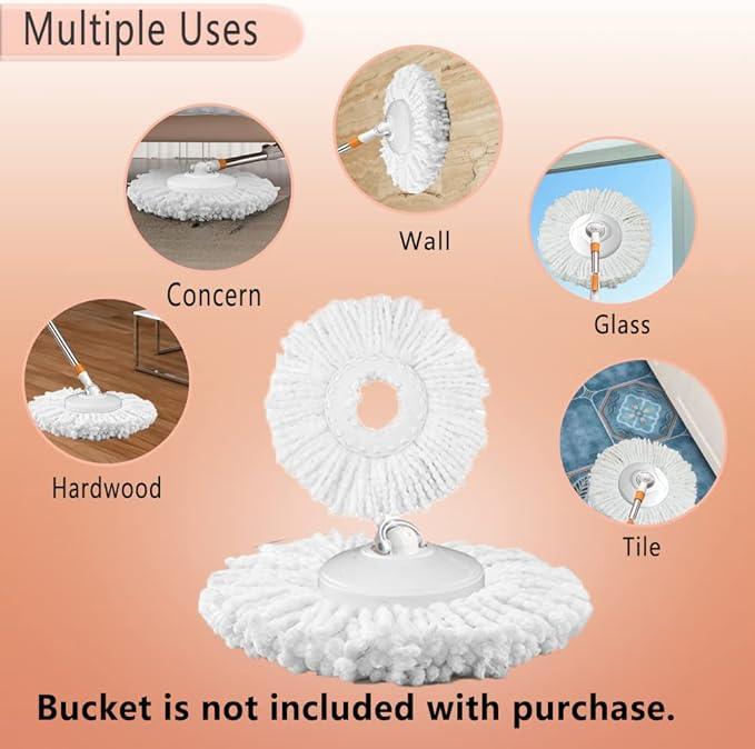 Spin Mop Refills Replacement 360° Microfiber Spin Mop and Bucket Head Round Shape Standard Size Easy Cleaning Spin Mop Systems 6-Pack White - NeatNest