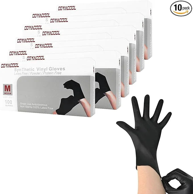 Disposable Gloves Medium, Nitrile and Vinyl Blend Latex Free Gloves, 4 Mil,1000 Pc. Food Grade Glove for Cleaning, Food Prep, Hair Dye, Tattoo, Black - NeatNest