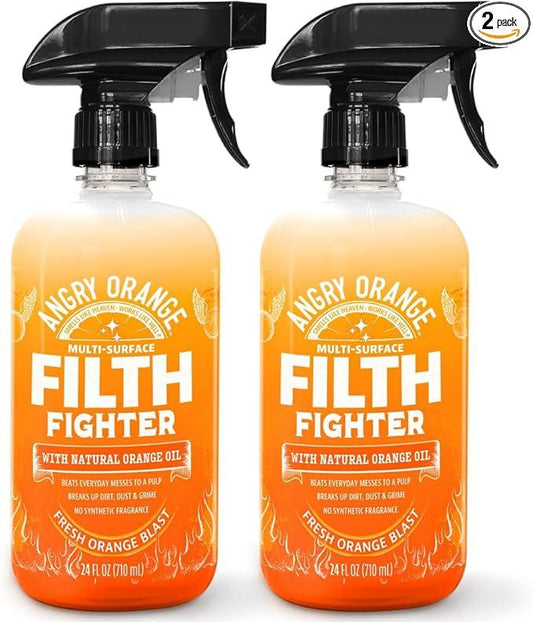 ANGRY ORANGE Citrus Multipurpose Cleaner Spray for Kitchen and Bathroom - 24 oz - Value 2 Pack - NeatNest