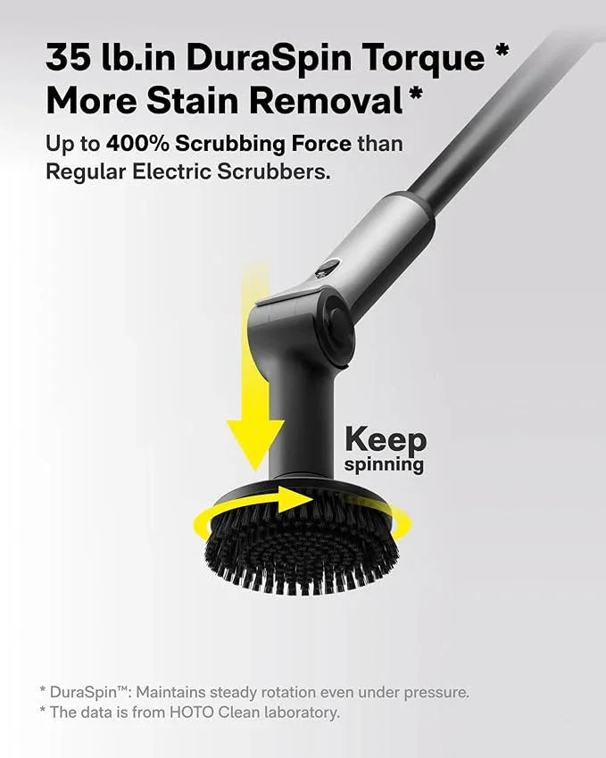 HOTO Flexi™ Cordless Electric Spin Scrubber, Adjustable Angle, Extendable Handle, Smart Display, IPX7 Waterproof, Powerful Cleaning Scrubber with 8 Replaceable Brush Heads, for Bathroom, Tile, Bathtub - NeatNest