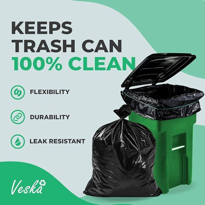 95 Gallon Trash Bags Heavy Duty | Mega-Value Pack 72 Bags | Extra Large Black Can Liners | 90-100 Gallon Trash Bags | 96 Gallon Big Garbage Bags (Black) - NeatNest