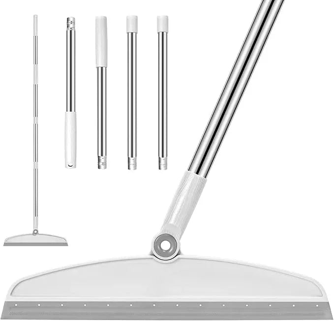 Multifunction Magic Broom, 54 Inch Adjustable Long Handle Silicone Floor Squeegee, Sweep and Scrape 2 in 1 Household Cleaning Broom for Floor, Bathrooms, Kitchens, Showers, Pet Hair, Glass,White - NeatNest